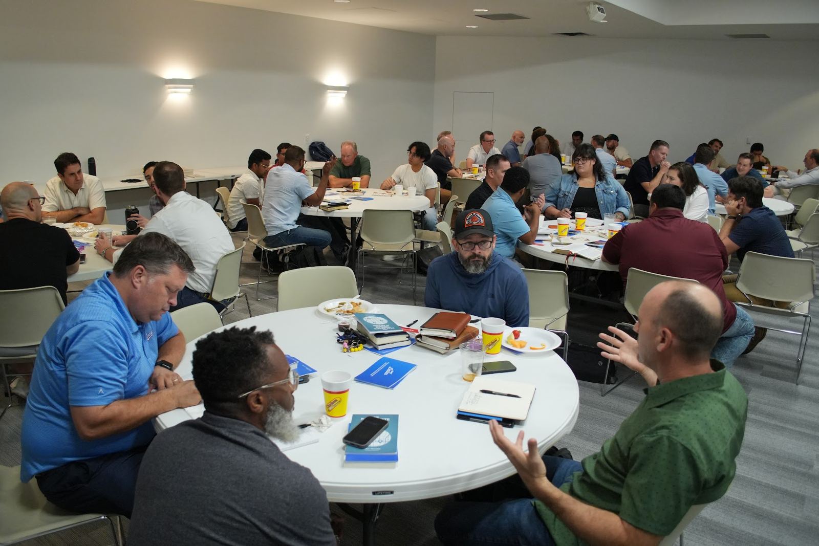 A full room of pastors and church leaders at the Strengthening the Arms of Collaboration Learning Lunch at Park Cities Presbyterian Church